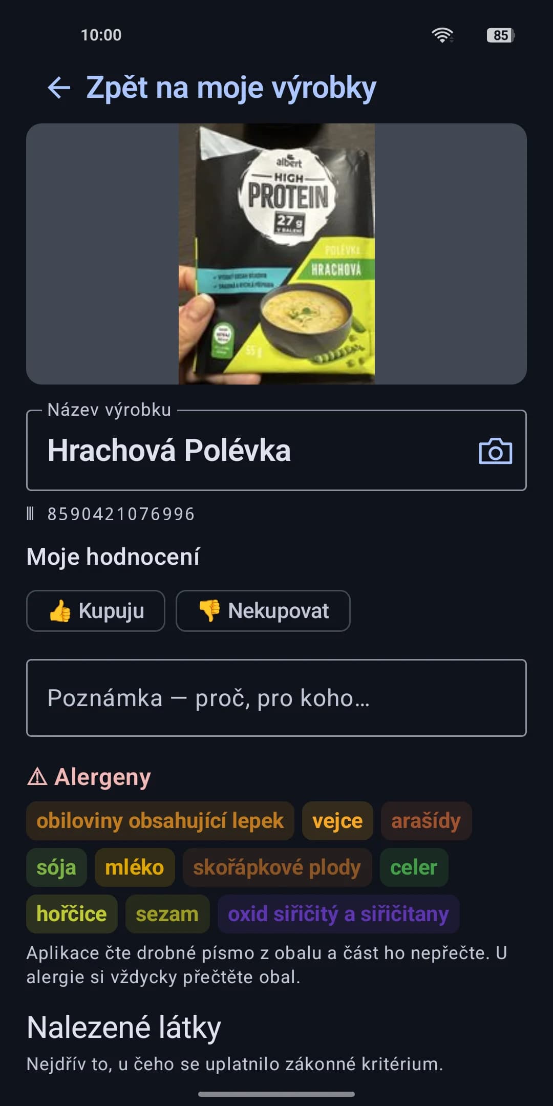 Uložený výrobek s vlastním hodnocením